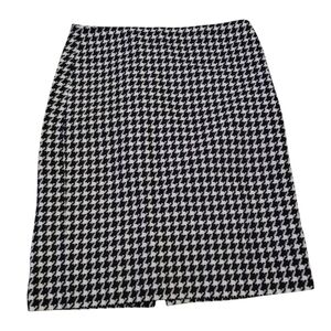 Talbots Women's 6P Classic Houndstooth Navy and White Straight Pencil Skirt